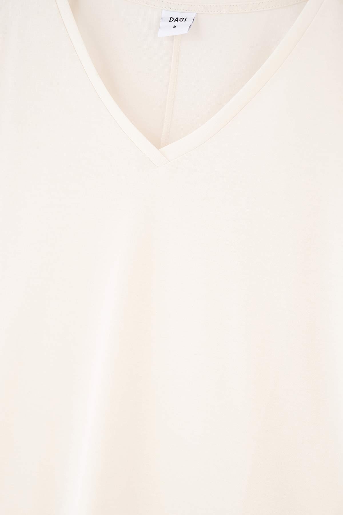 WHITE V-NECK LOW SLEEVE CUPRO T-SHIRT