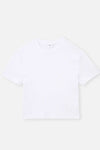 WHITE RIBBED CREW-NECK SHORT SLEEVE CROP T-SHIRT