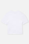WHITE RIBBED CREW-NECK SHORT SLEEVE CROP T-SHIRT