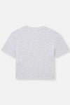 GREY MELANGE RIBBED CREW-NECK SHORT SLEEVE CROP T-SHIRT