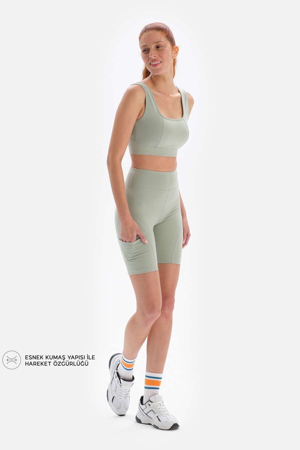 Mint Yeşili Dagi Active Mint i Cepli Biker Tayt