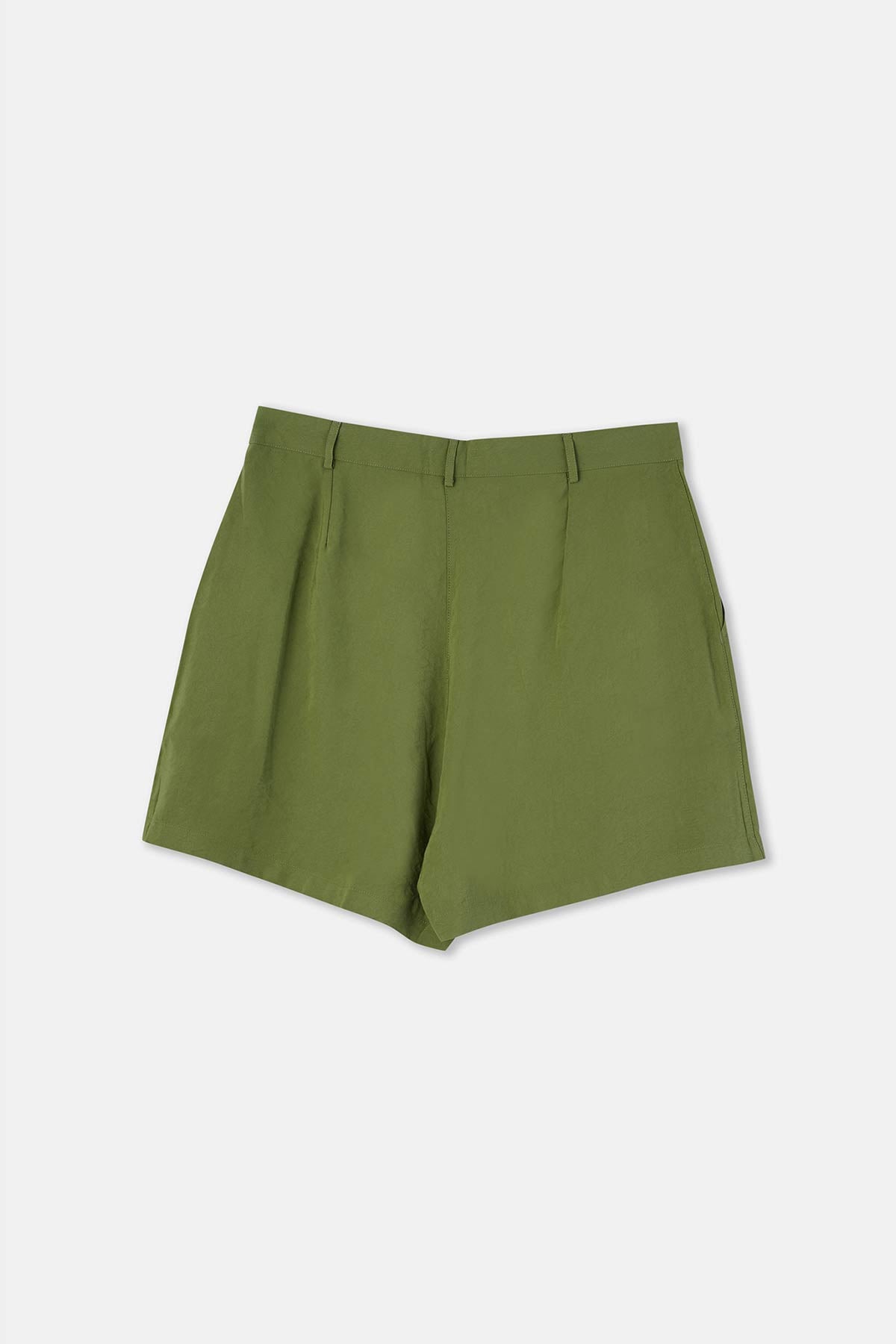 KHAKI HIGH WAIST WOVEN SHORTS