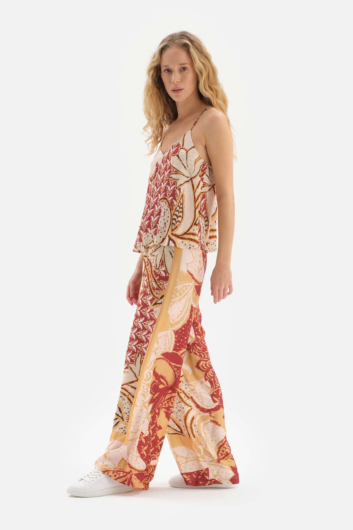 BEIGE PRINTED TROUSERS