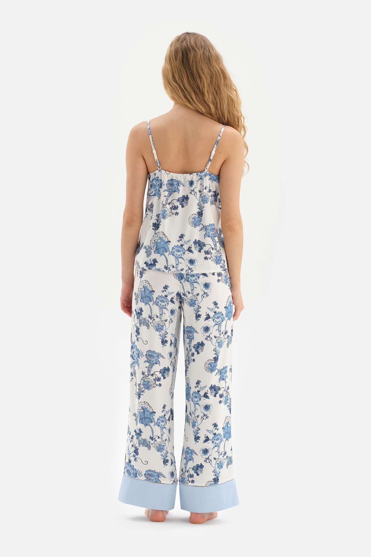 BLUE WOVEN TILE PATTERNED PAJAMAS