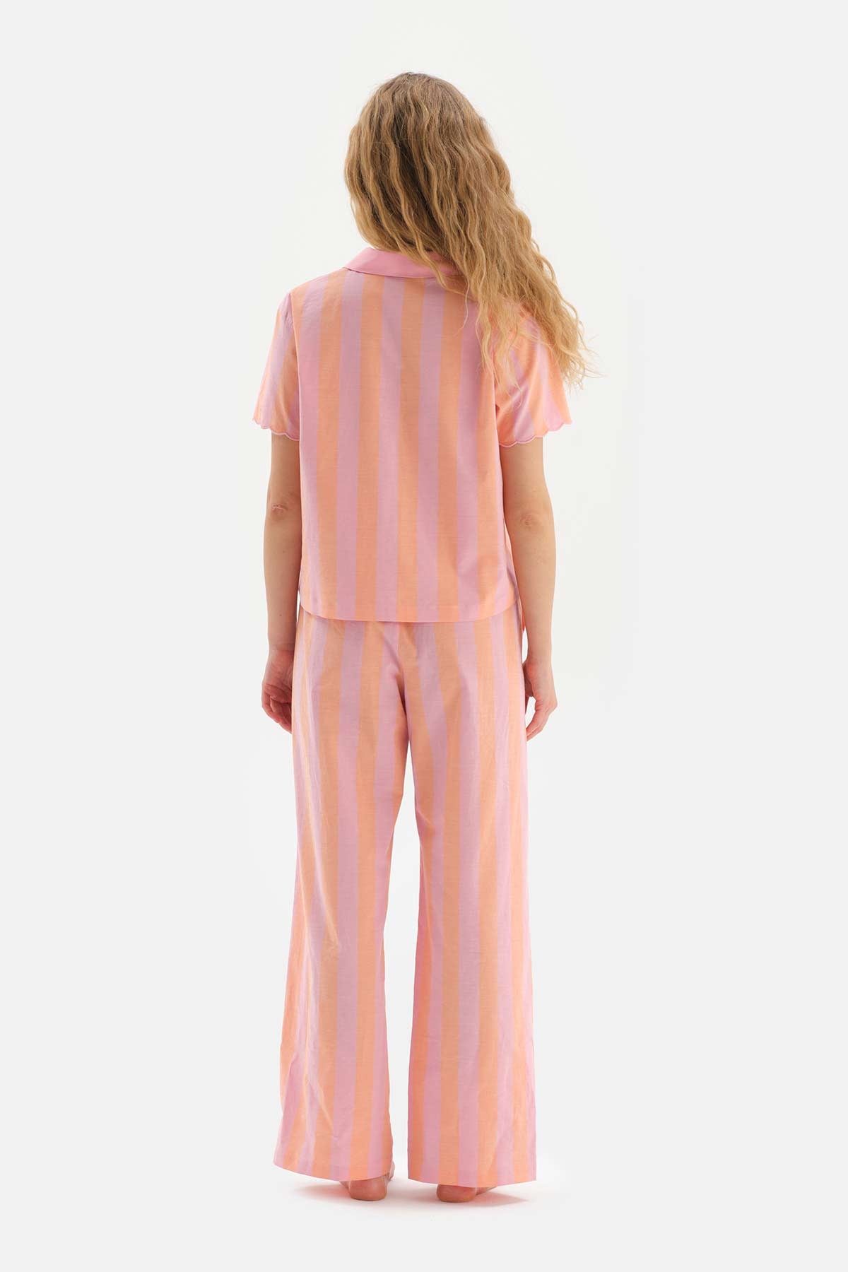 ORANGE EMBROIDERY DETAILED WOVEN PAJAMAS