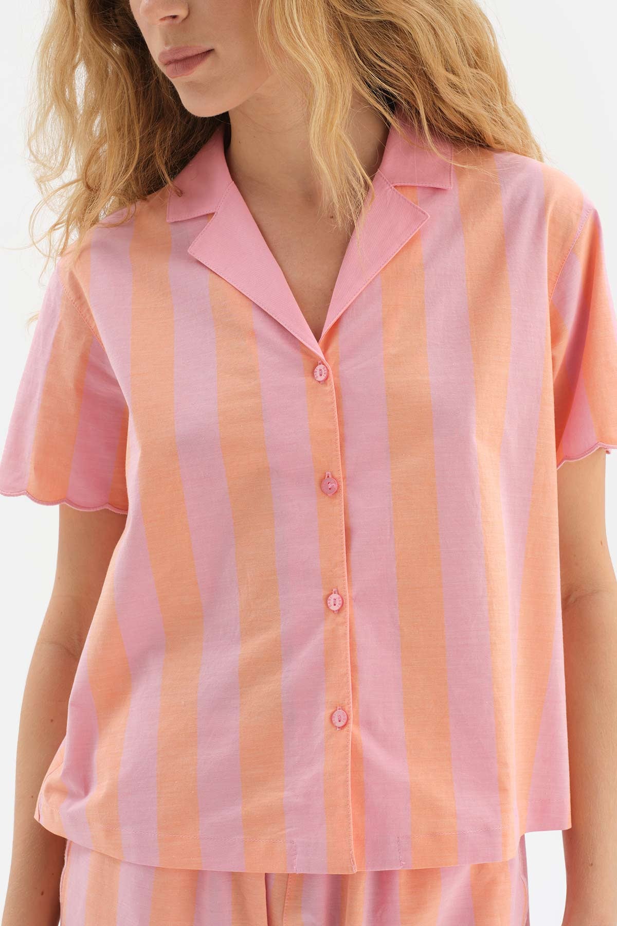 ORANGE EMBROIDERY DETAILED WOVEN PAJAMAS