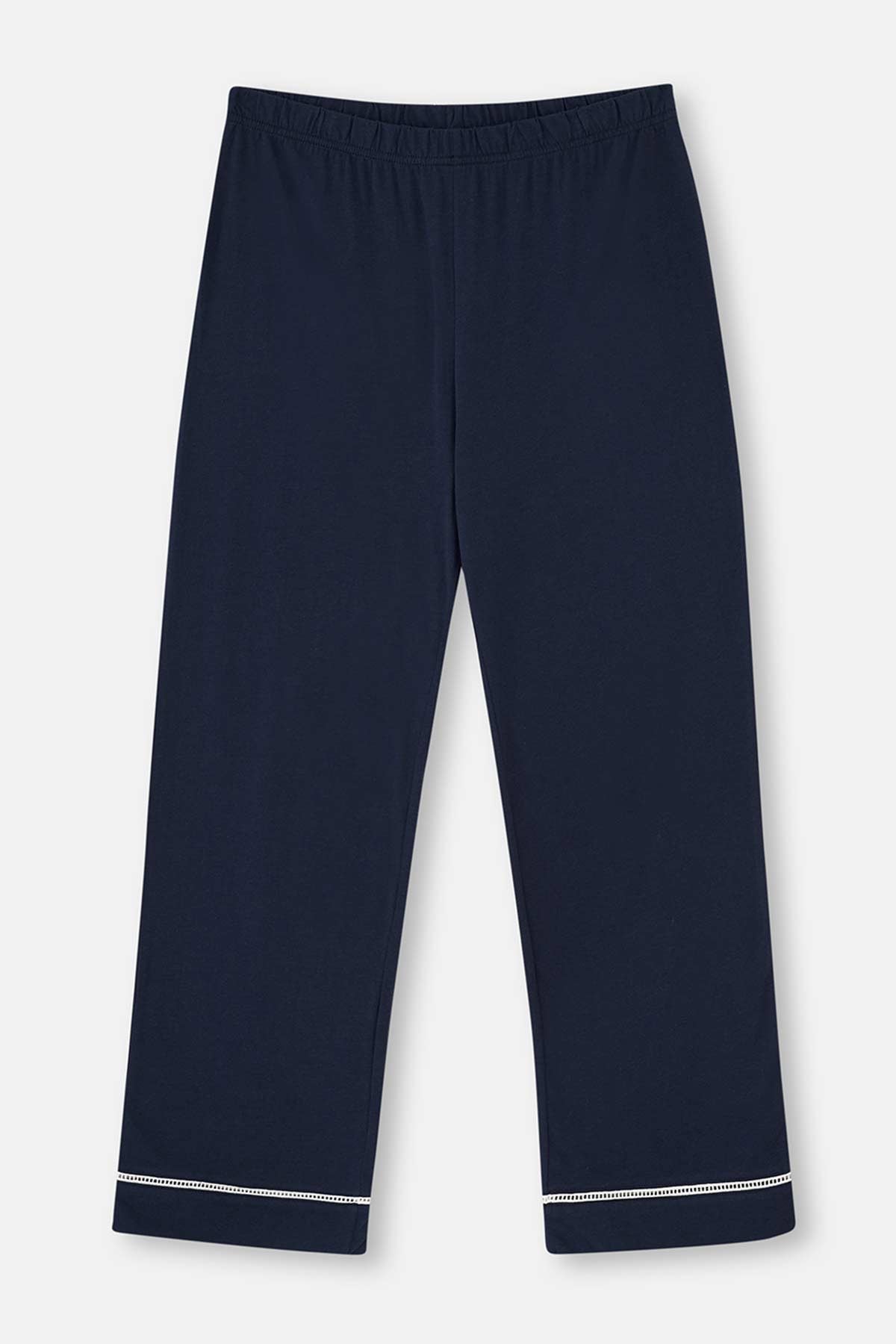 WHITE BLINING DETAILED BOAT COLLAR KNITTED PAJAMAS