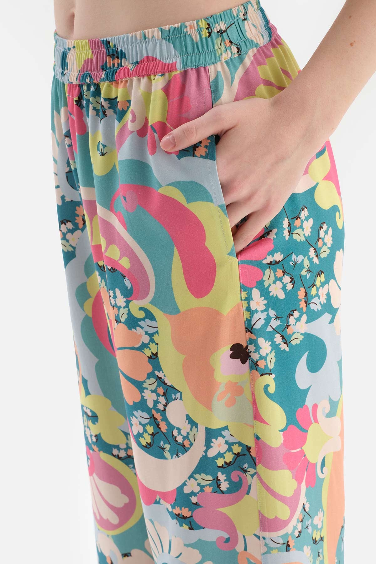 MULTICOLOUR SHIRT COLLAR FLORAL WOVEN PAJAMAS SUIT