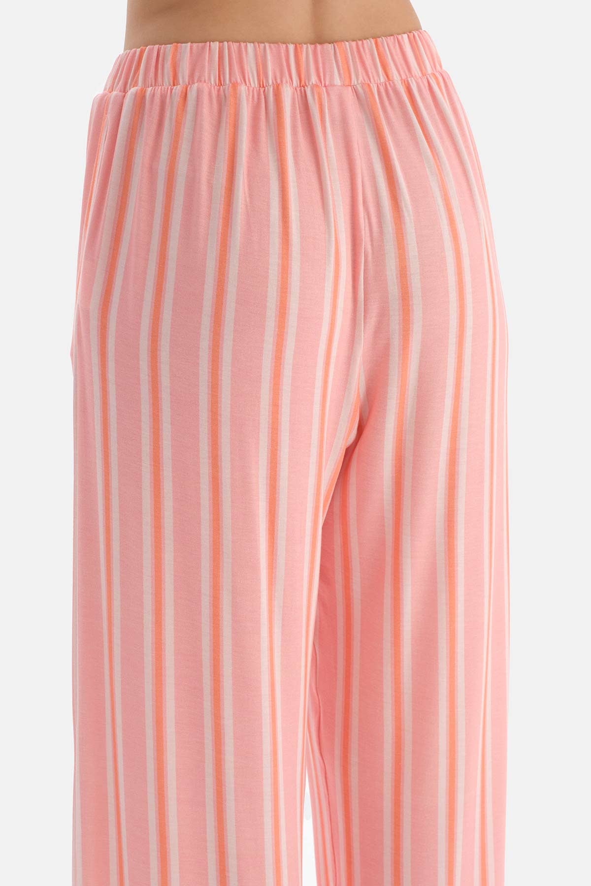 SALMON STRIPED KNITTED PAJAMAS SUIT