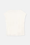 WHITE KNITTED PAJAMAS SUIT WITH CREW- NECK PRINT DETAILS