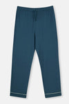 WHITE KNITTED PAJAMAS SUIT WITH CREW- NECK PRINT DETAILS
