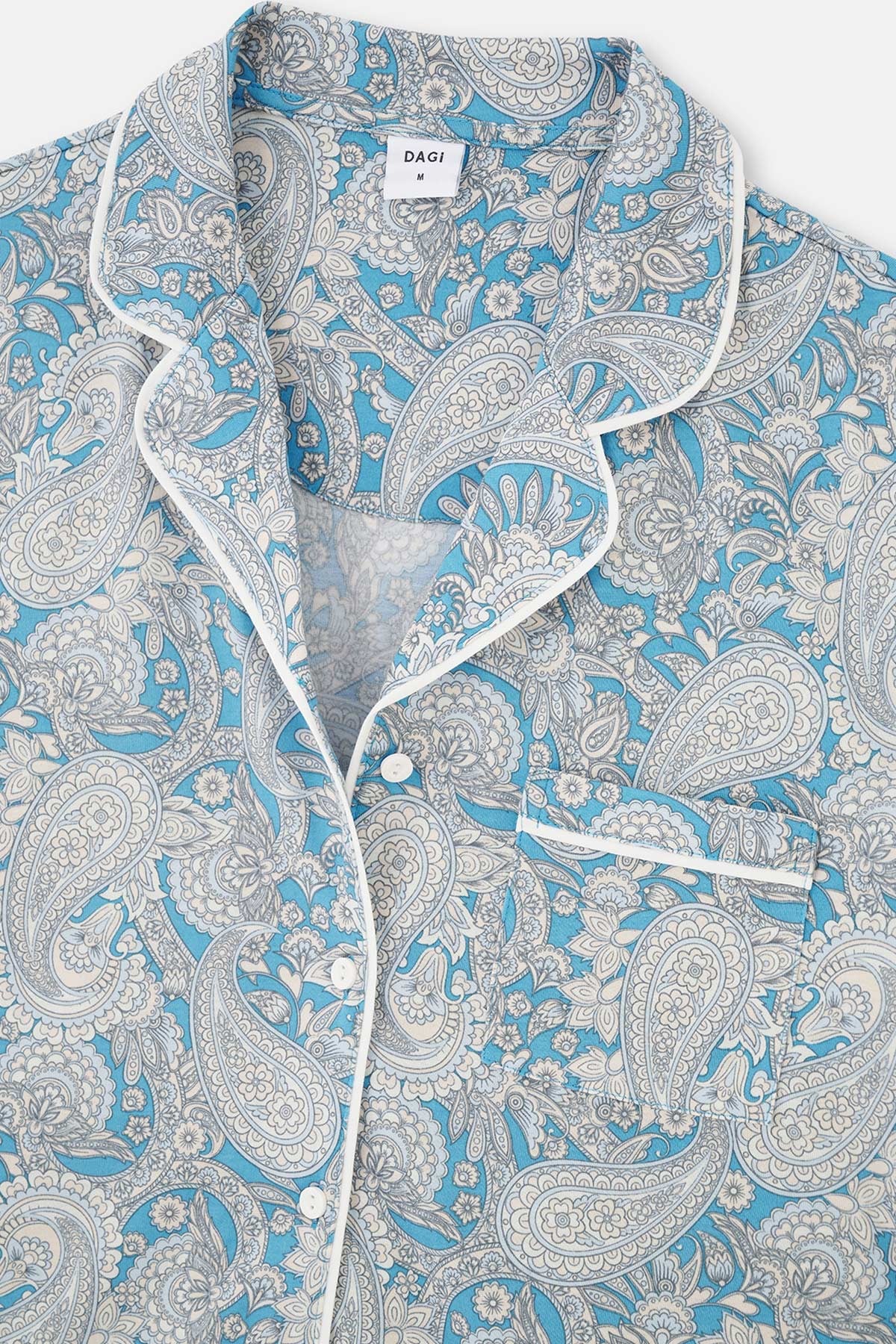 LIGHT BLUE SHIRT COLLAR SHAWL PATTERN KNITTED PAJAMAS