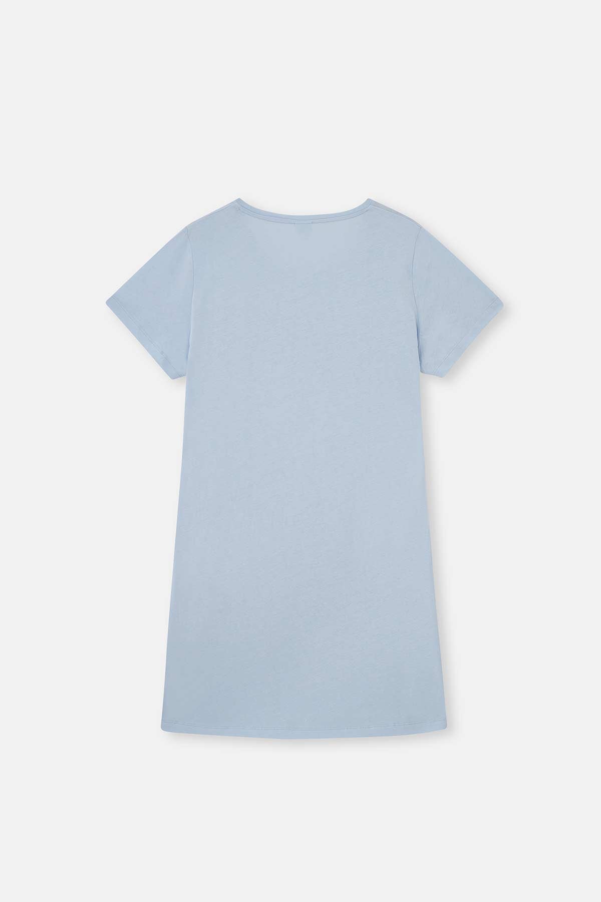 LIGHT BLUE PRINTED KNITTED NIGHTSHIRT