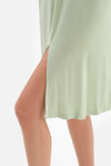 LIGHT GREEEN KNITTED NIGHTWEIGHT WITH V-NECK SATIN GARNISH