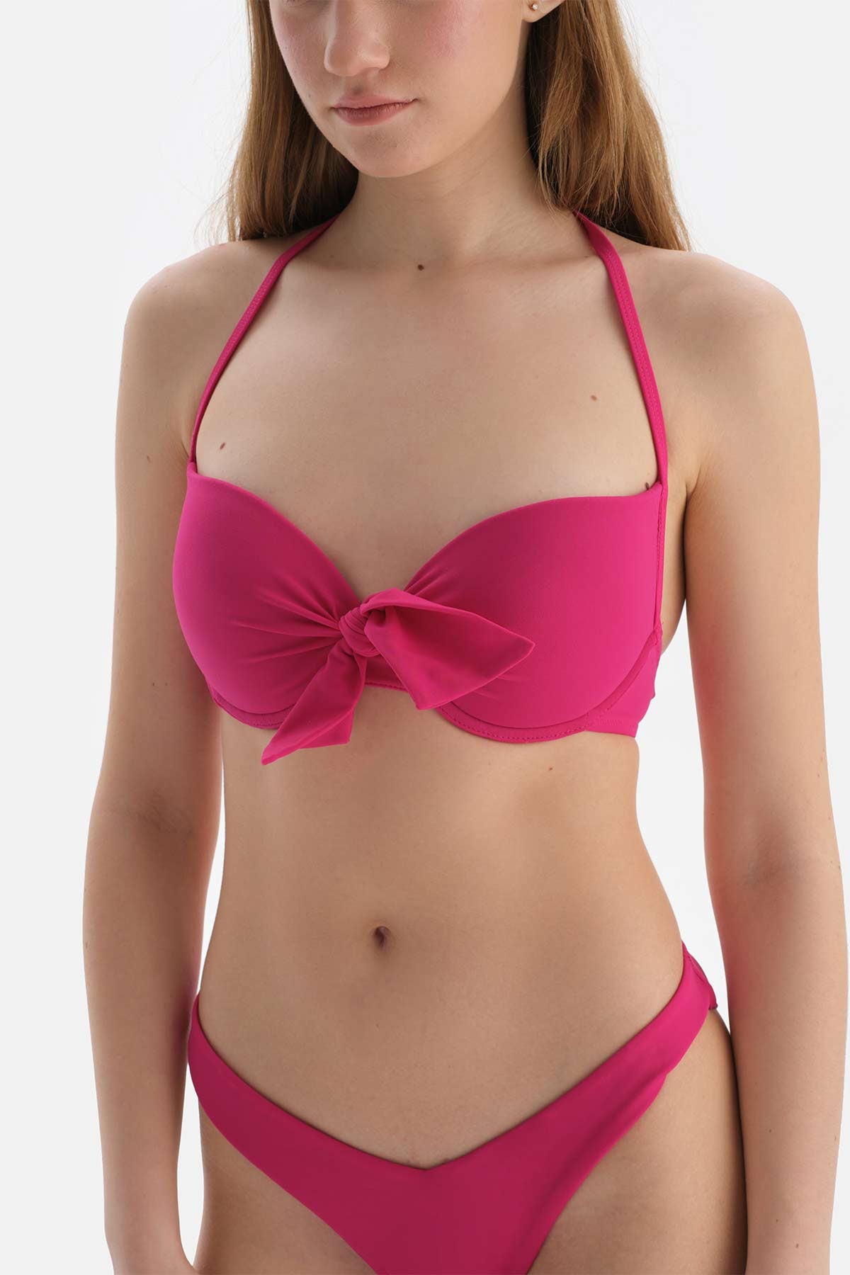 Fuşya Kaplı Balenli Bikini Üstü