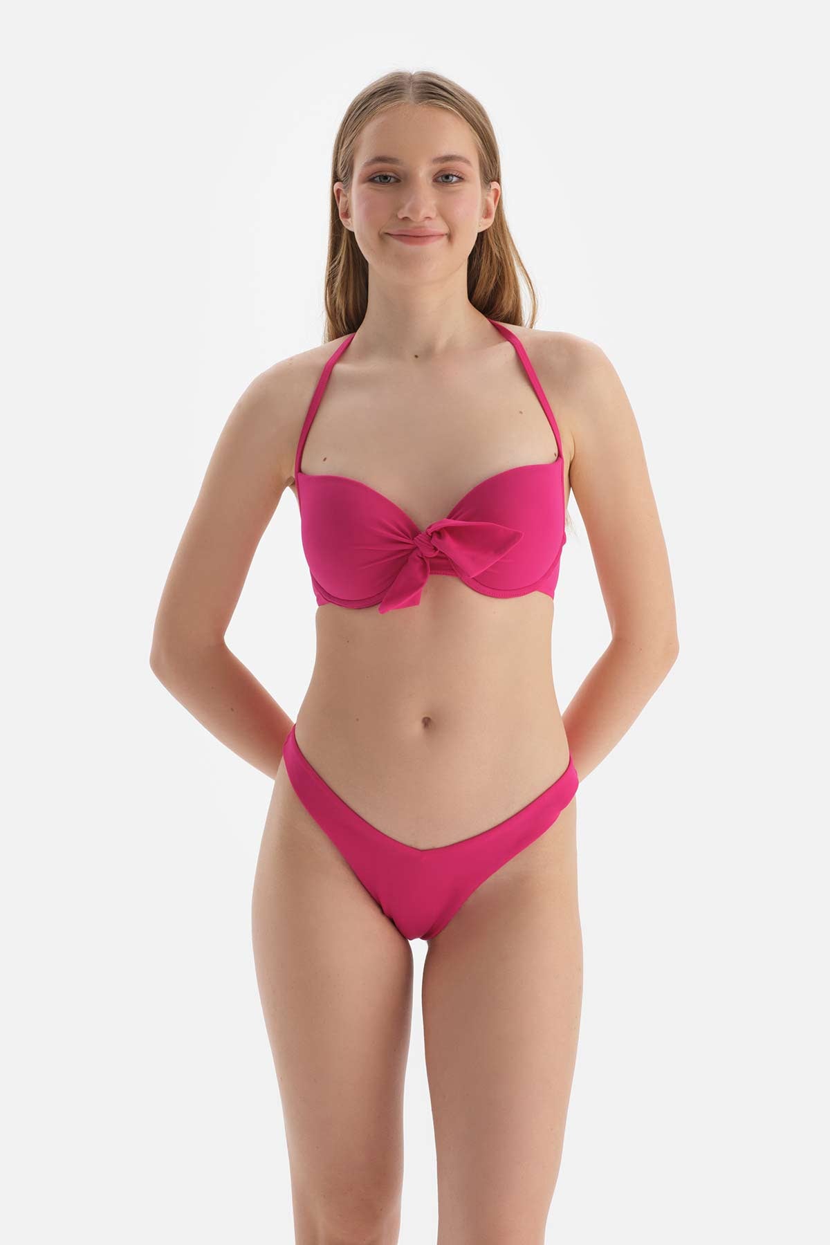 Fuşya Kaplı Balenli Bikini Üstü
