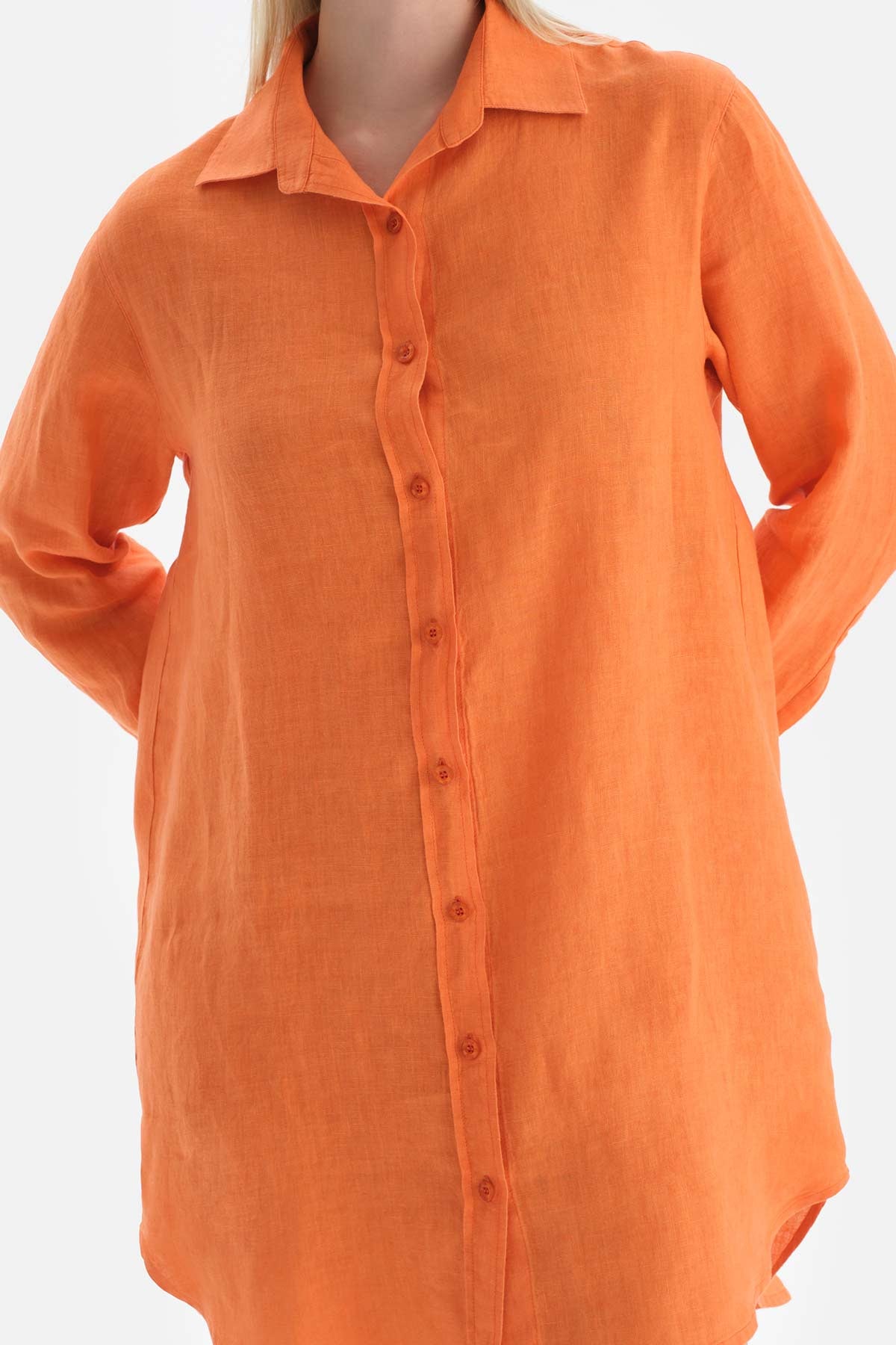 Turuncu Keten Gömlek