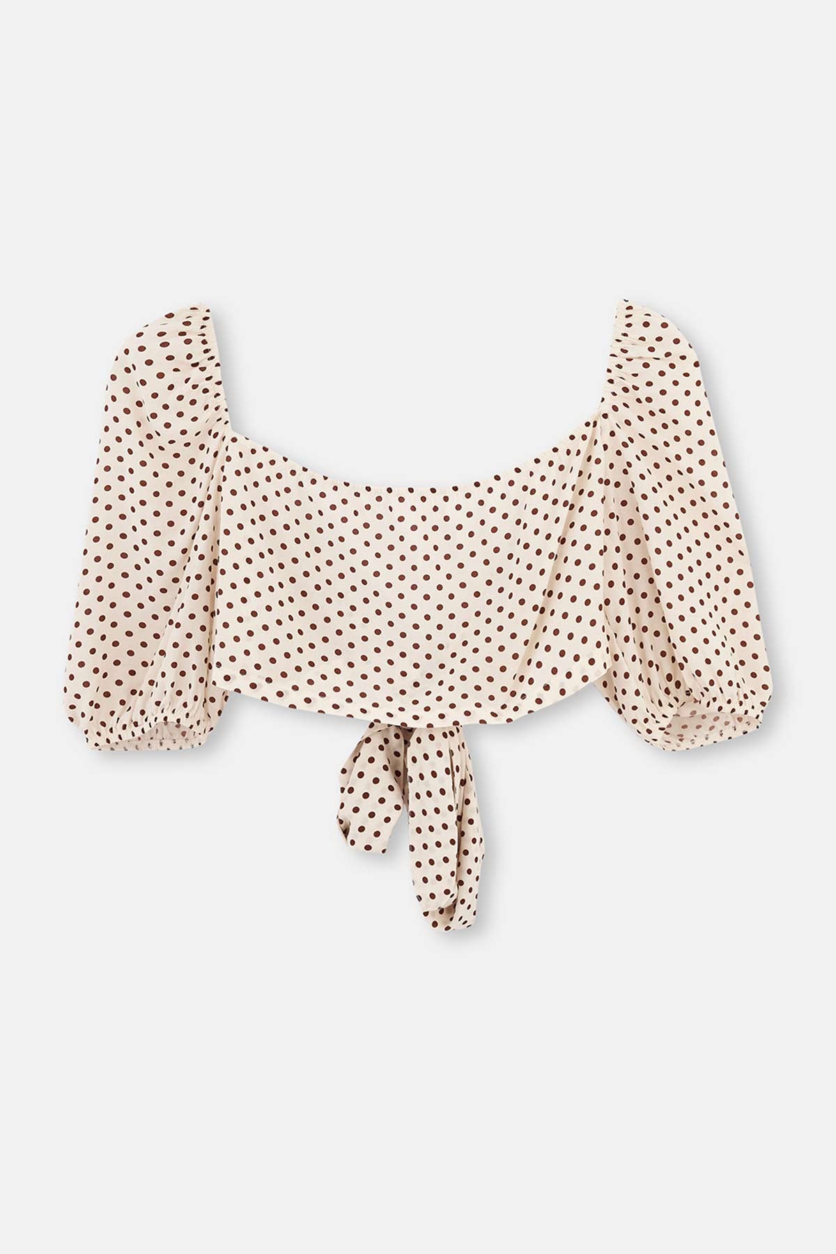 Ekru-Kahve Bağlamalı Üst