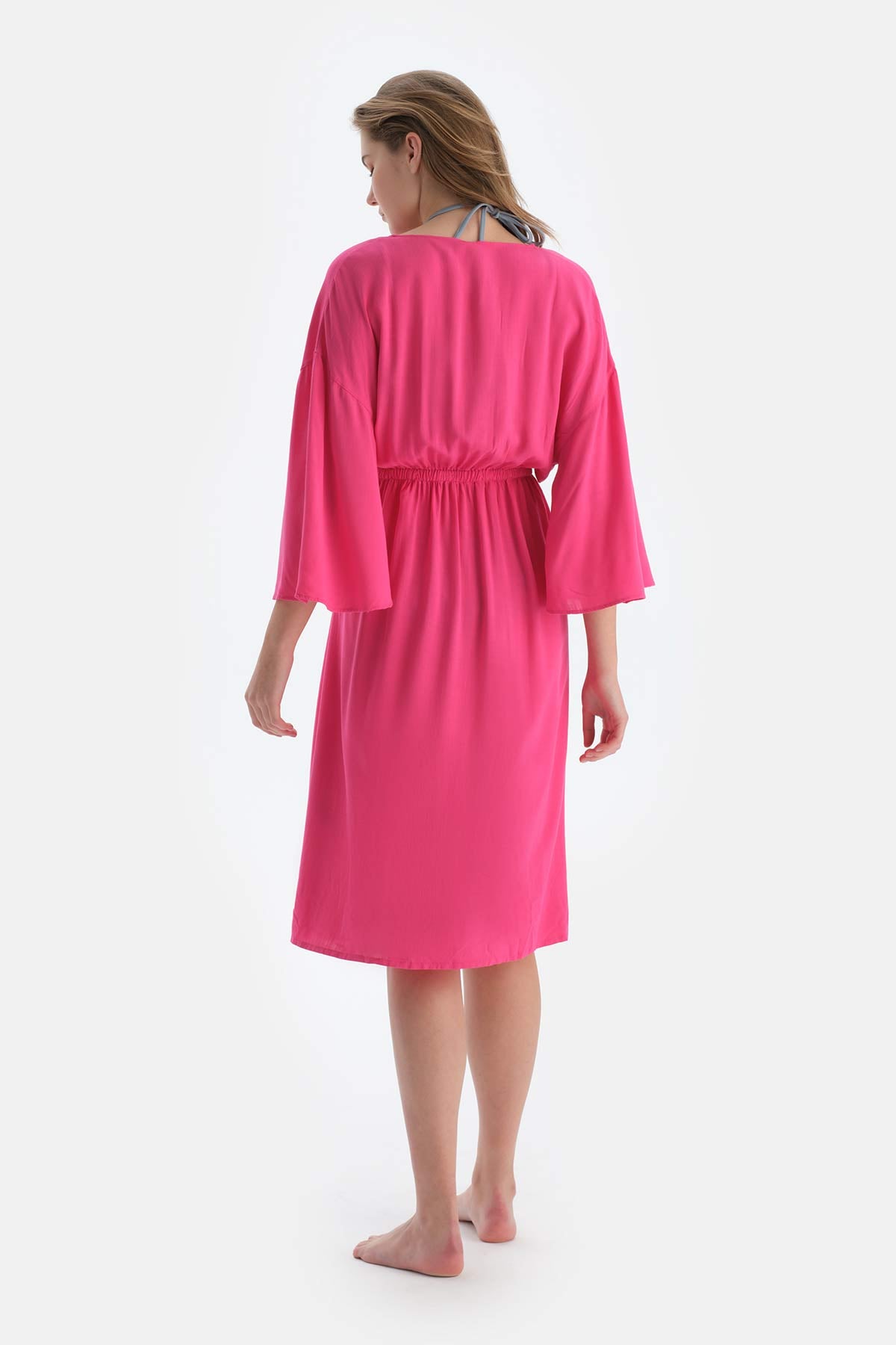 Fuşya Kruvaze Elbise