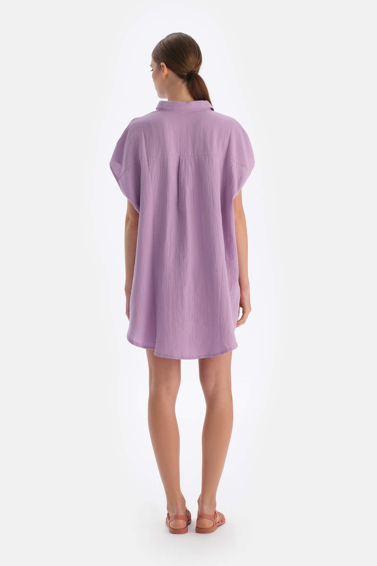 Mor Müslin Uzun Gömlek