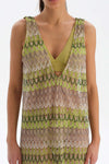 GREEN - ECRU DRESS