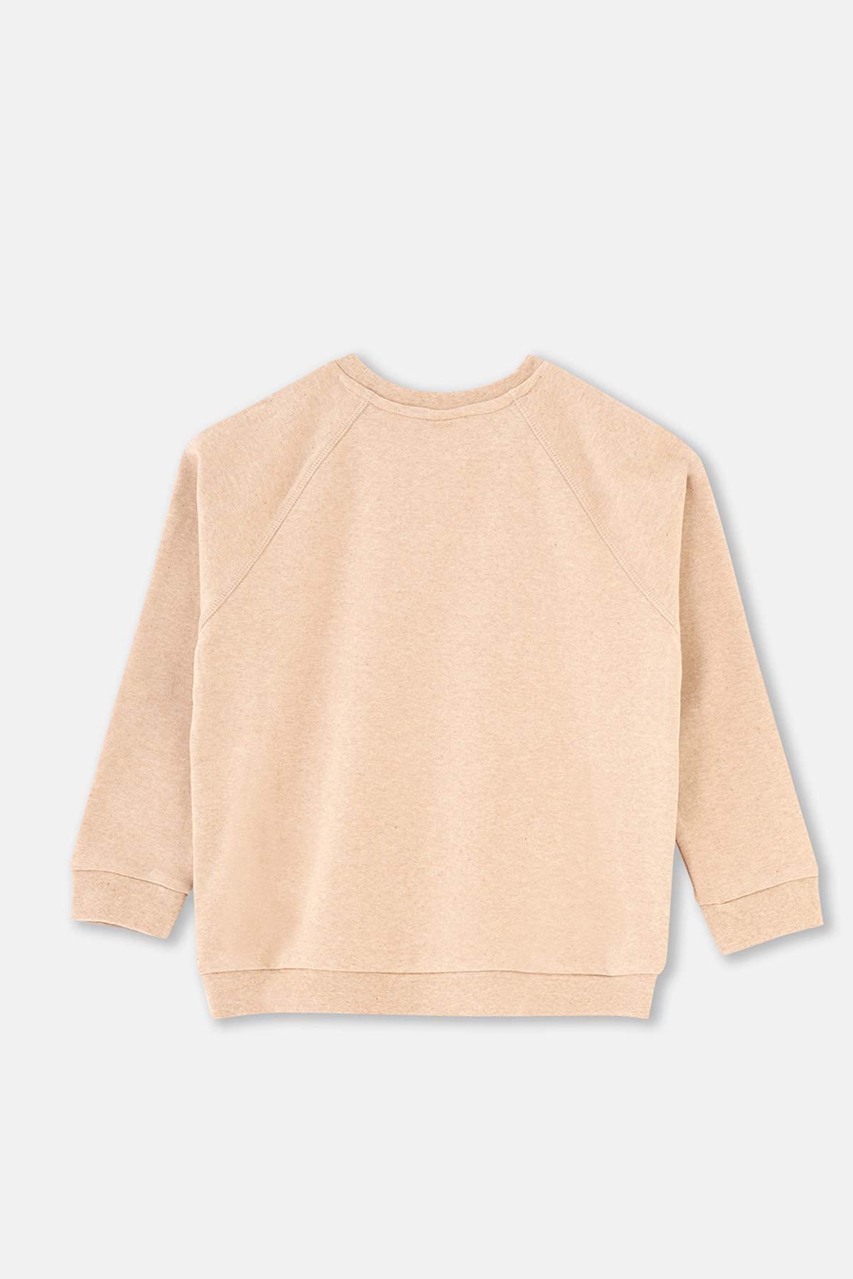 Brown Melange RIB DETAILED BIS COLLAR SWEATSHIRT