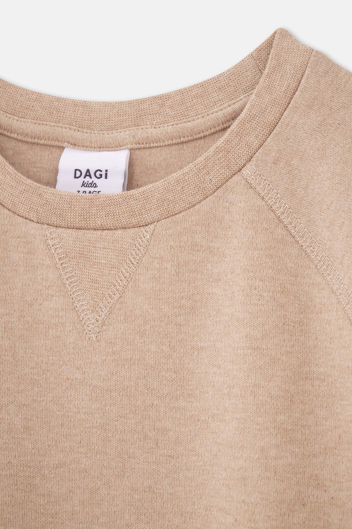 Brown Melange RIB DETAILED BIS COLLAR SWEATSHIRT