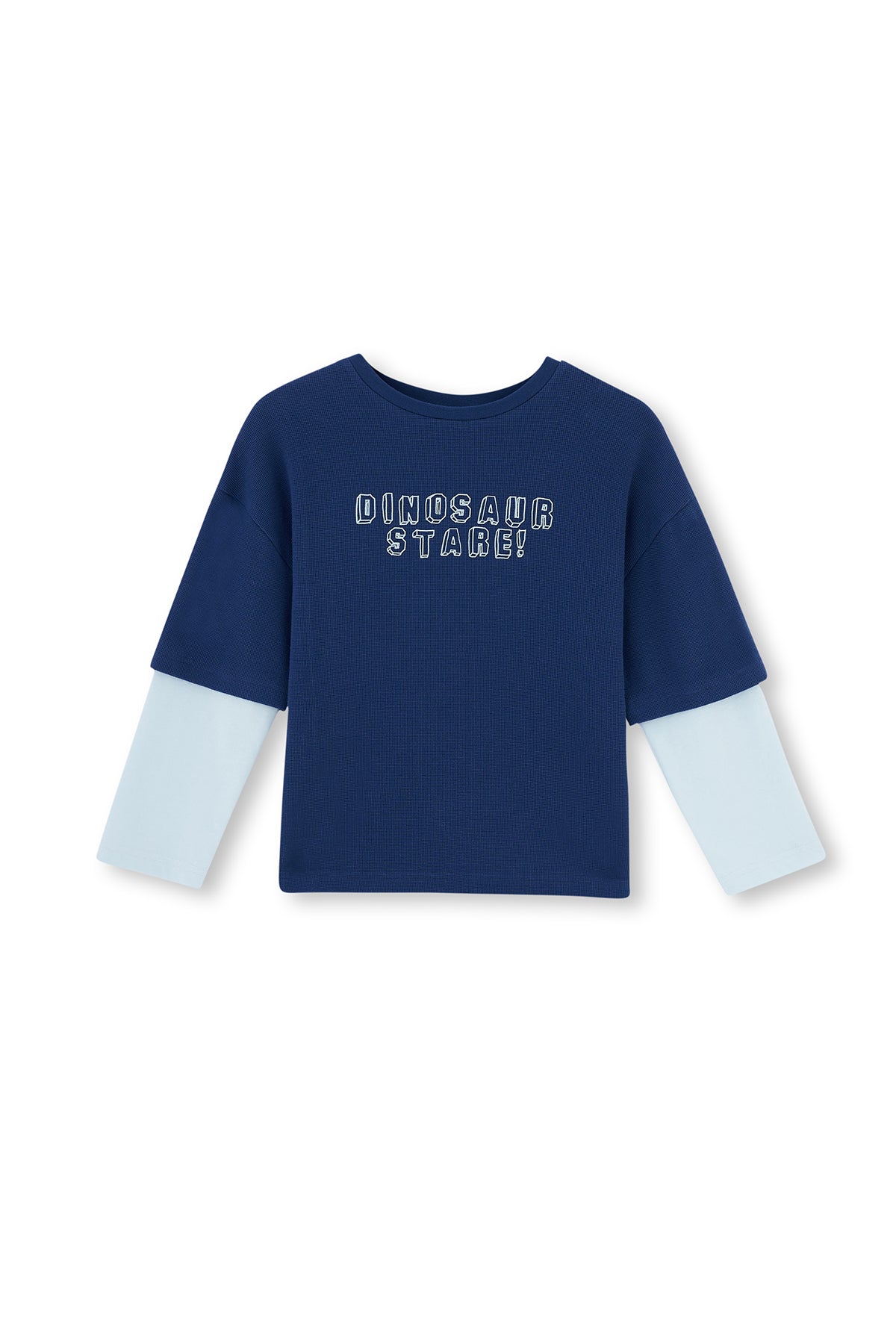 Navy SLOGAN PRINT DETAILED LONG SLEEVE PAJAMAS