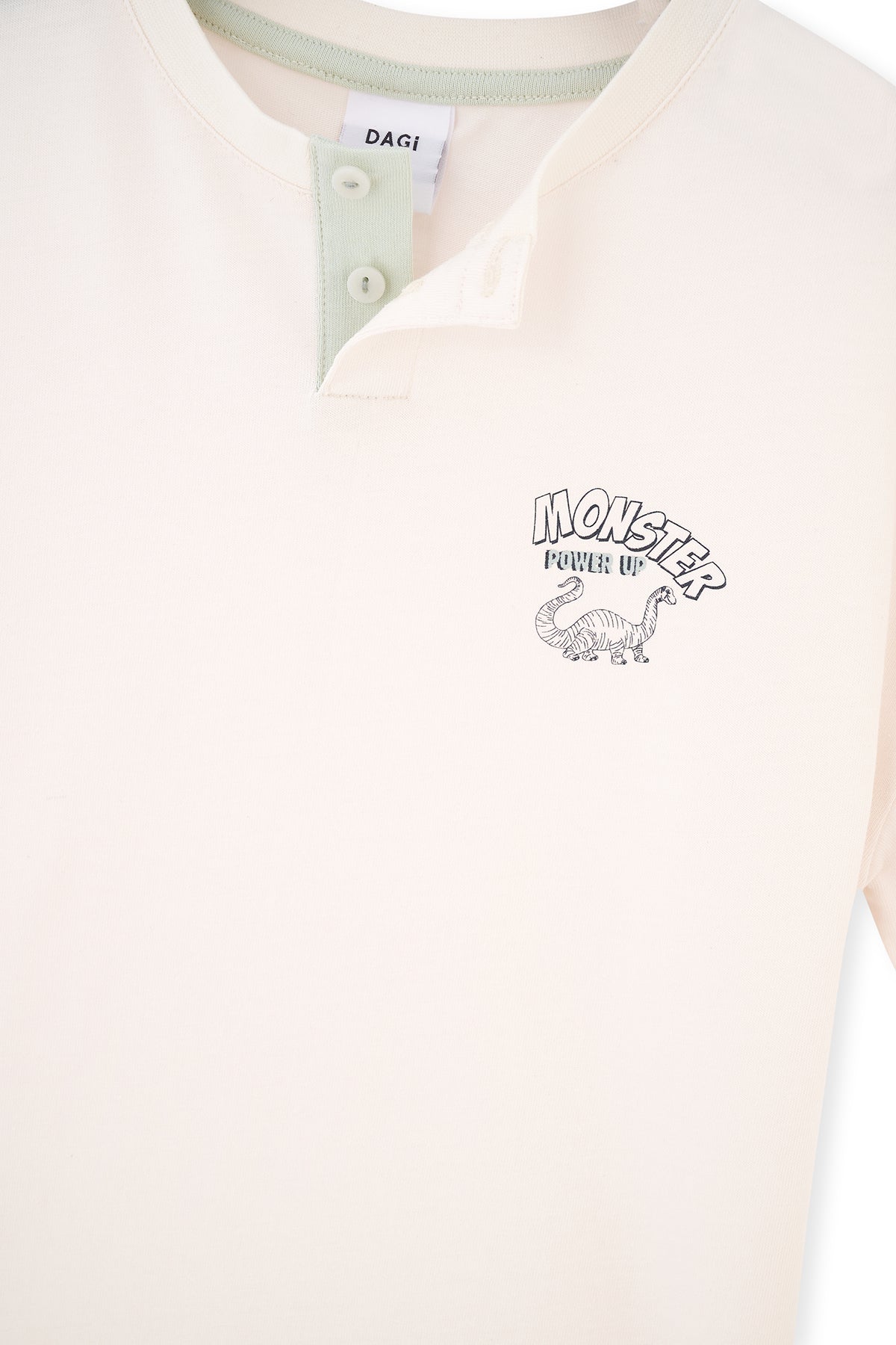 Ecru SHORT SLEEVE PRINT DETAILED KNITTED PAJAMAS SUIT