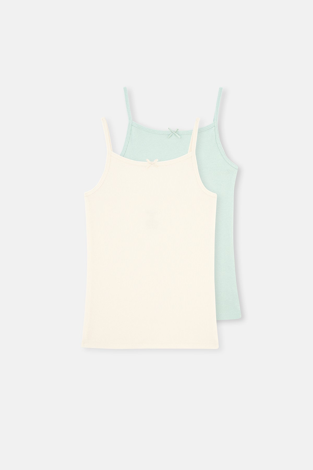 Green-Ecru 2-PACK GIRL COTTON RIB ATHLETTE