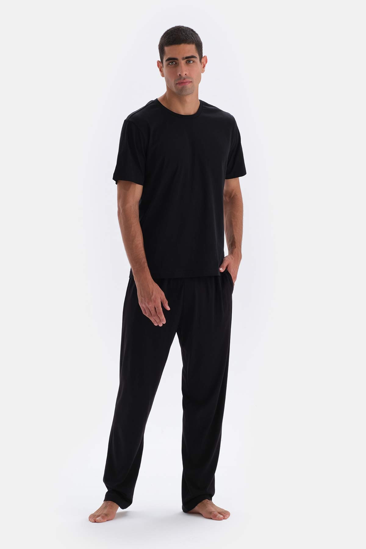 Black CREW-NECK SUPIMA COTTON SHORT SLEEVE T-SHIRT