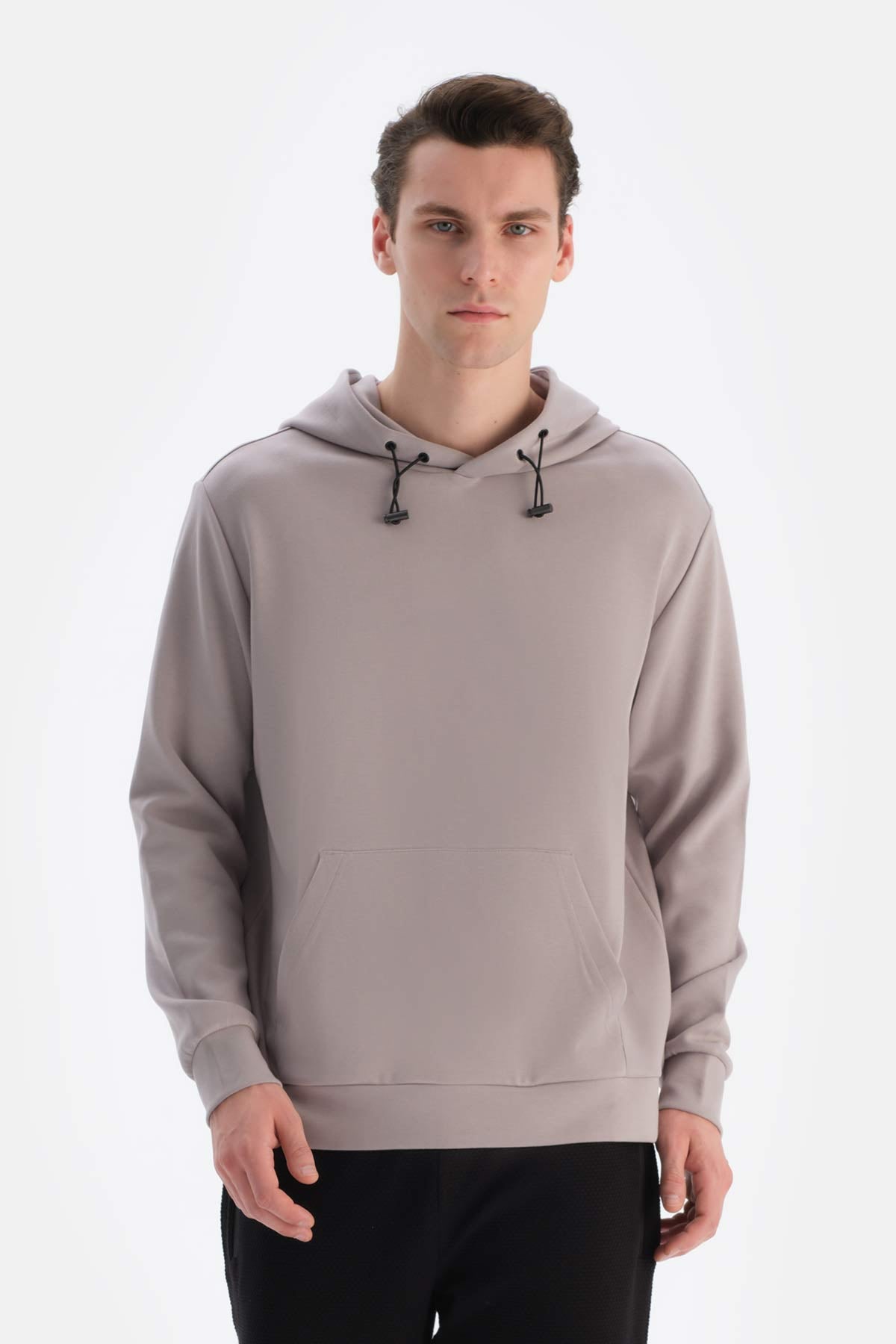 Grey HOODED LONG SLEEVE SWEATSHIRT