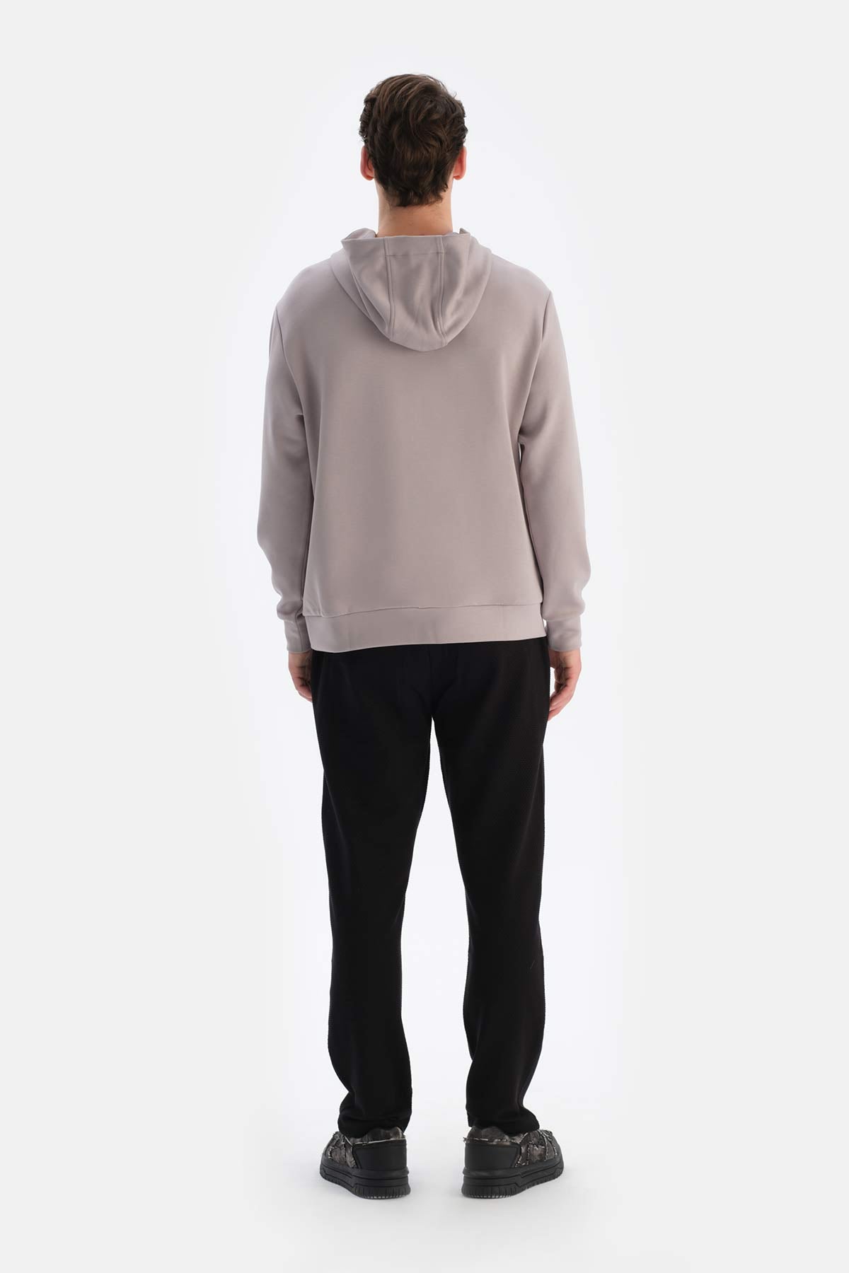 Grey HOODED LONG SLEEVE SWEATSHIRT