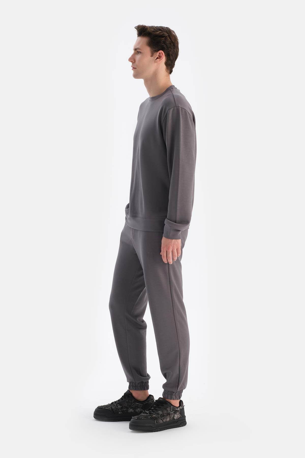 Füme Bisiklet Yaka Uzun Kollu Sweatshırt