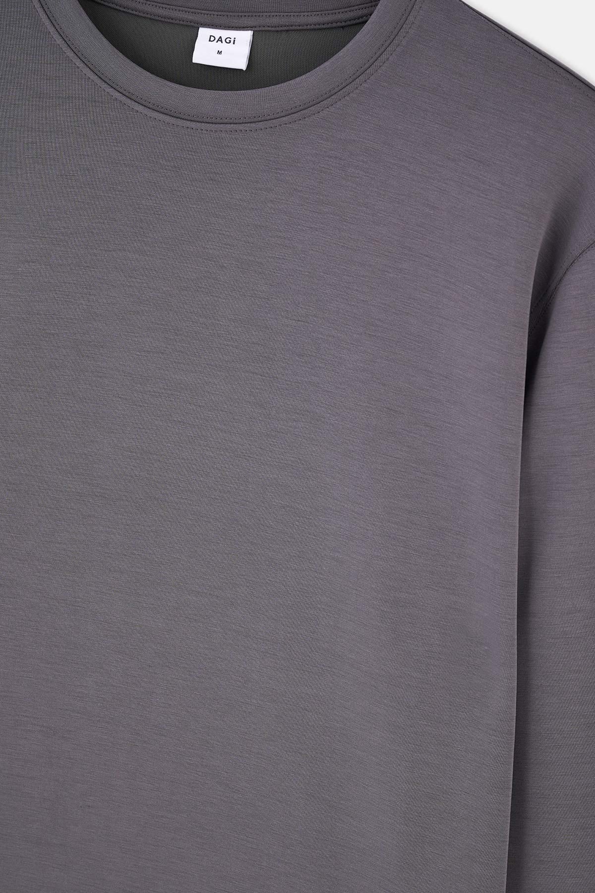 Füme Bisiklet Yaka Uzun Kollu Sweatshırt