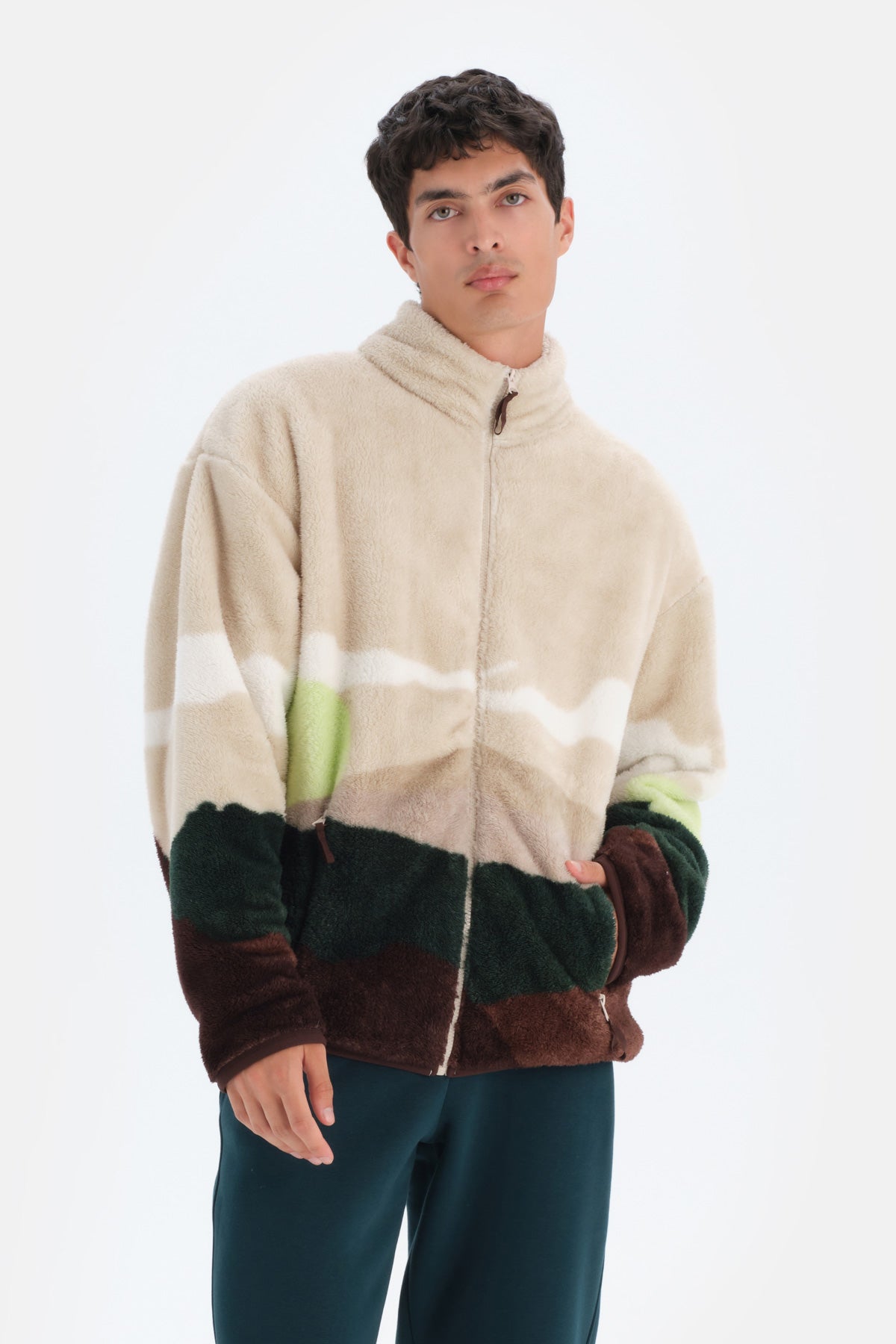 Multicolor Dagi Active Dağ Baskılı Polar Sweatshirt