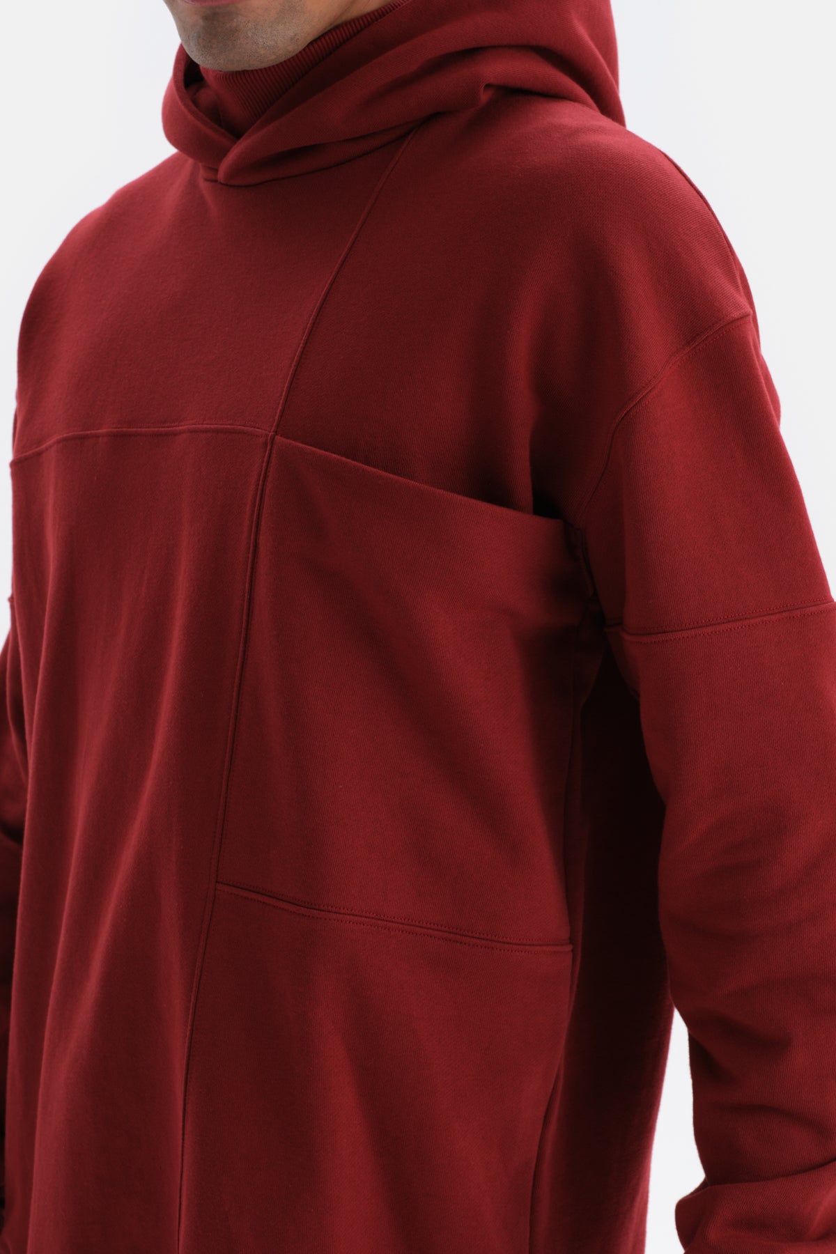 Bordeaux POCKET DETAILED HOODED SWEATSHIRT