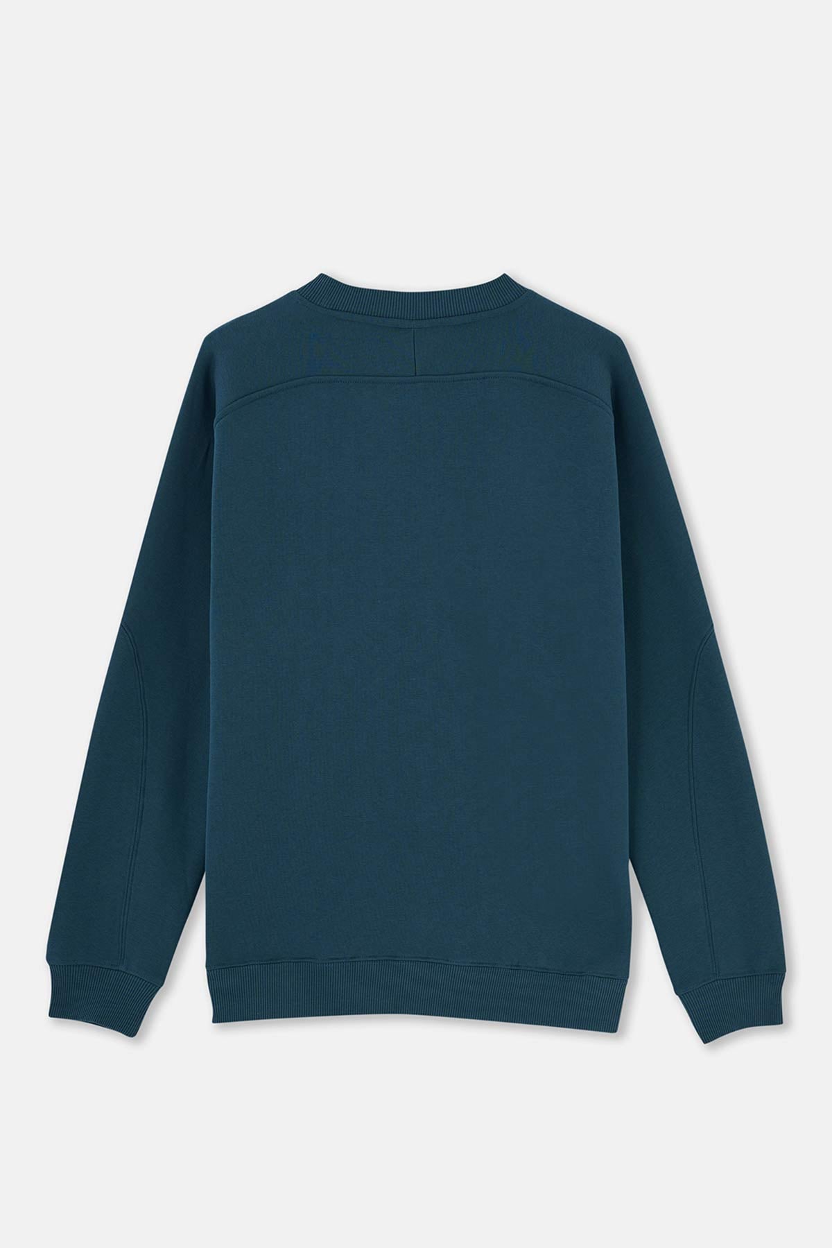 Petrol Blue STITCH DETAILED SWEATSHIRT
