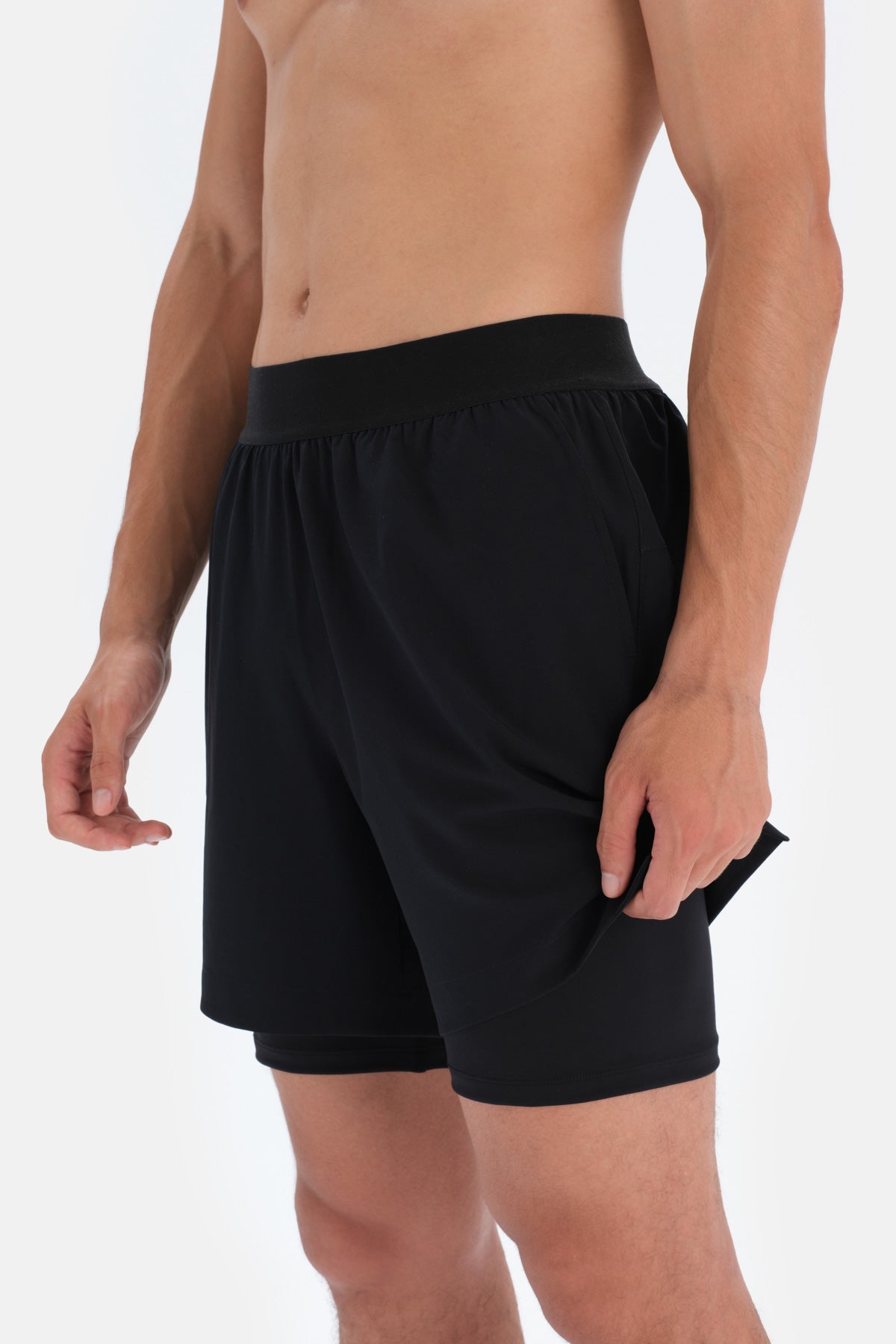 Siyah Dagi Active Taytlı Dokuma Şort