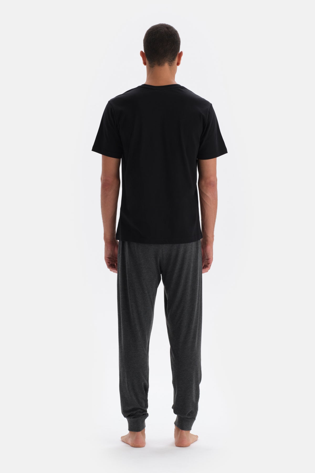 Anthracite Melange JOGGER KNITTED BOTTOM PAJAMAS