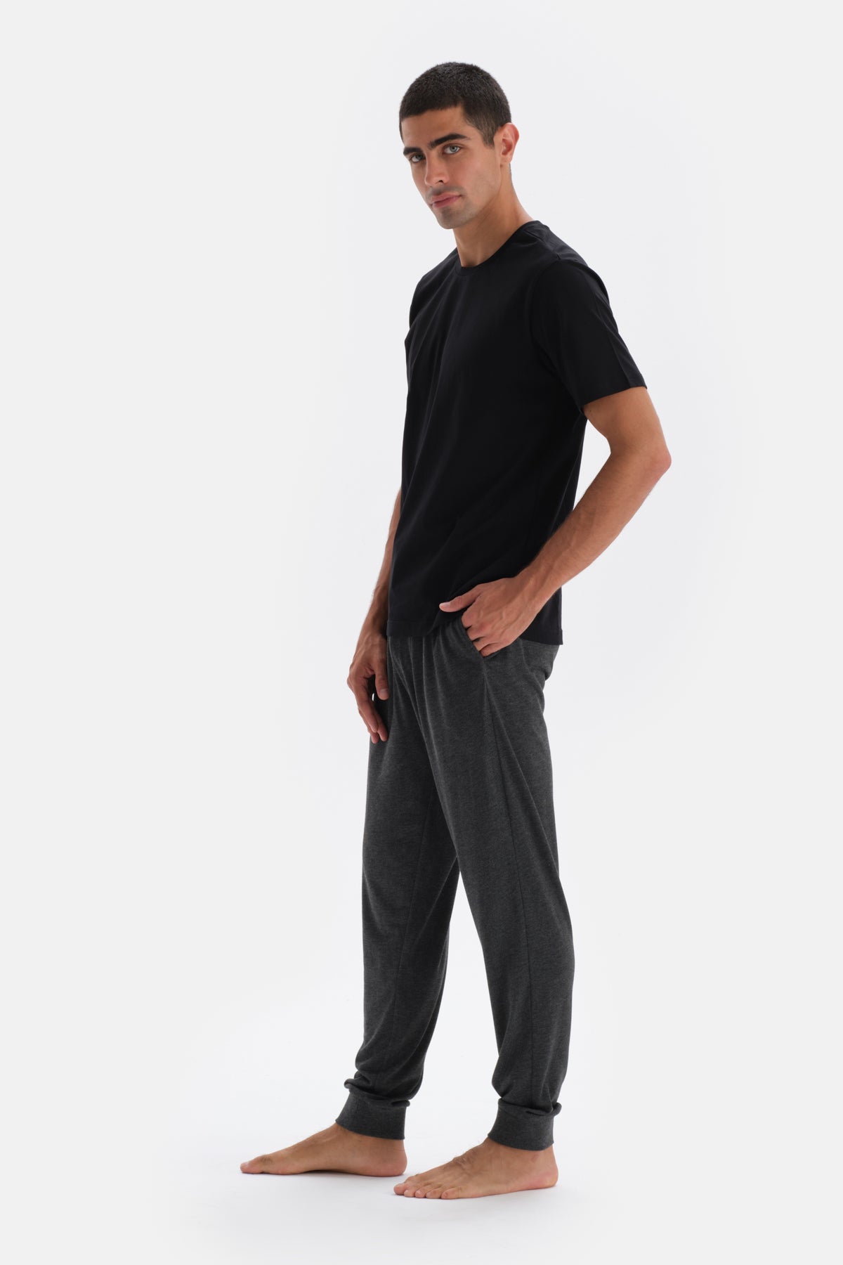 Anthracite Melange JOGGER KNITTED BOTTOM PAJAMAS