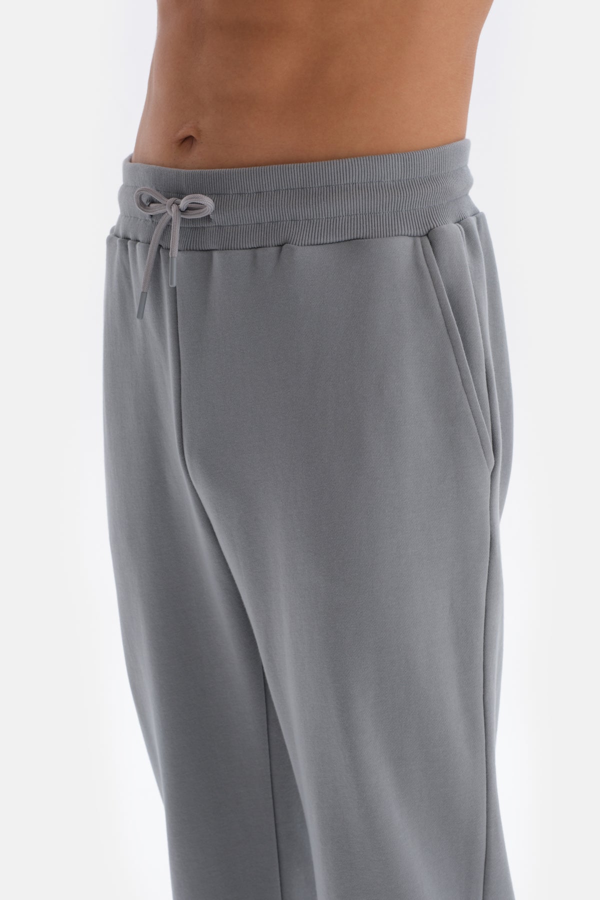 Gri Lastik Paça Pamuklu Eşofman Altı