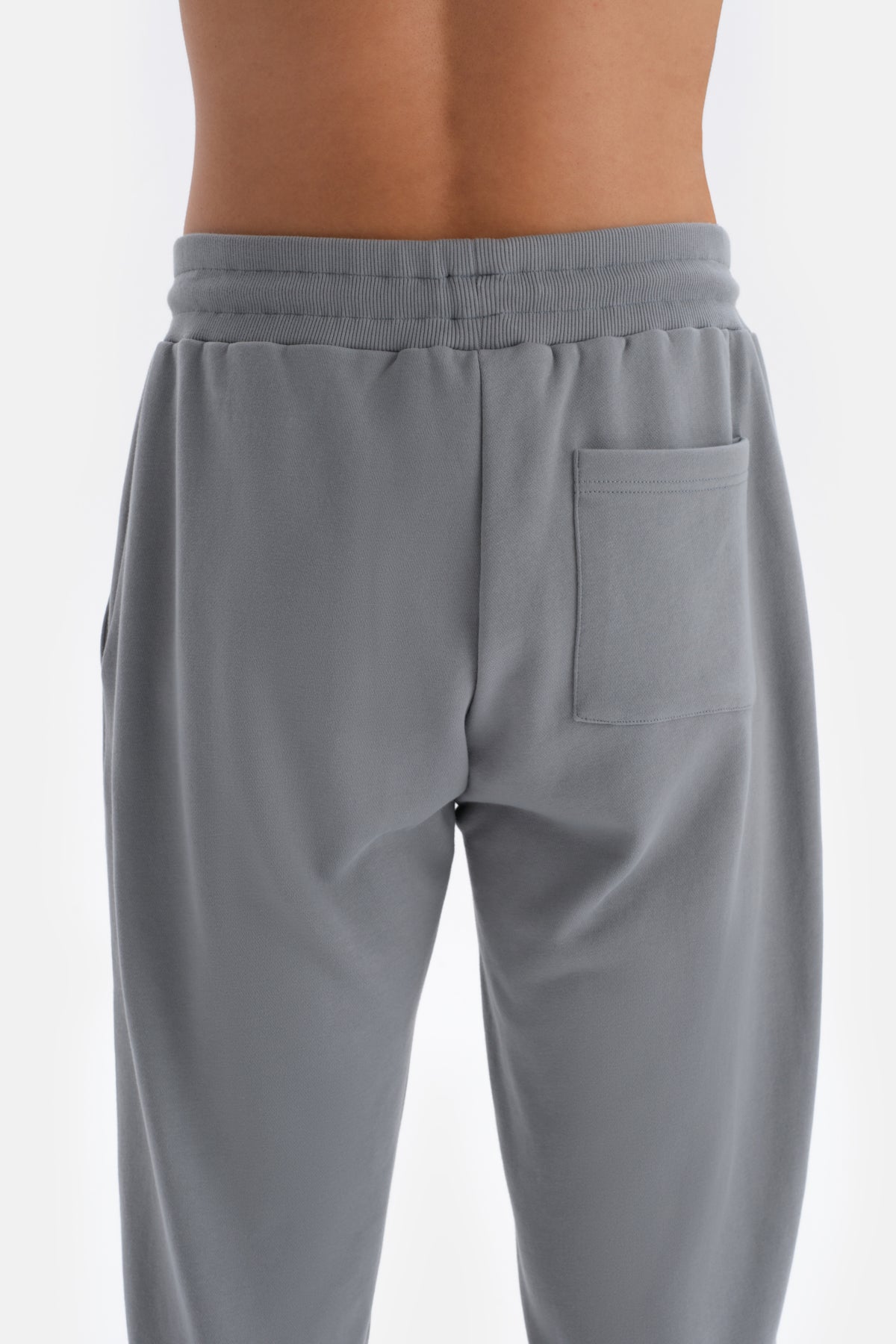 Gri Lastik Paça Pamuklu Eşofman Altı