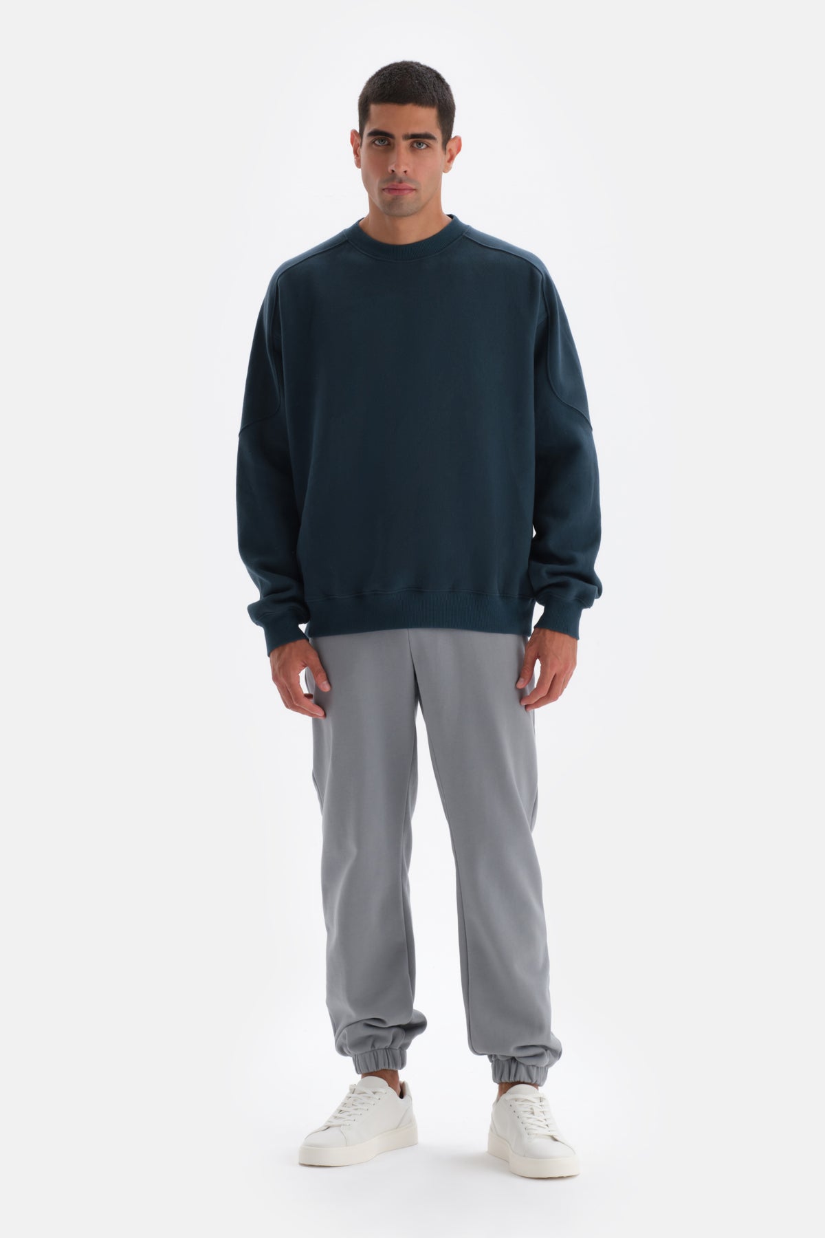 Gri Lastik Paça Pamuklu Eşofman Altı