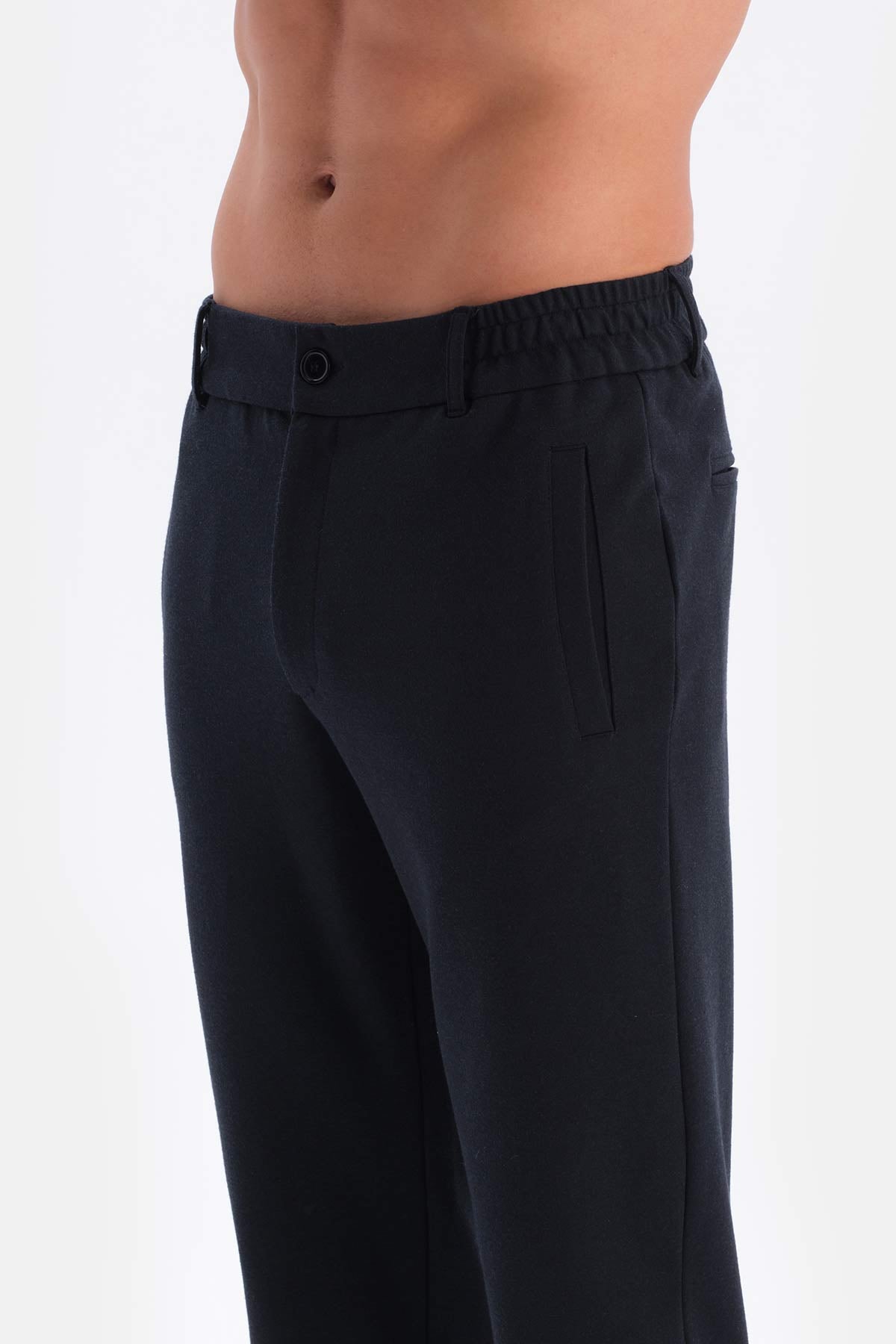 Lacivert Düğme Ve Pat Detaylı Pantolon