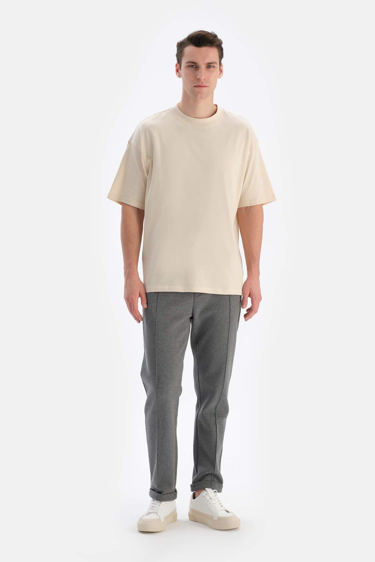 Antrasit Melanj Nervür Detaylı Eşofman Altı