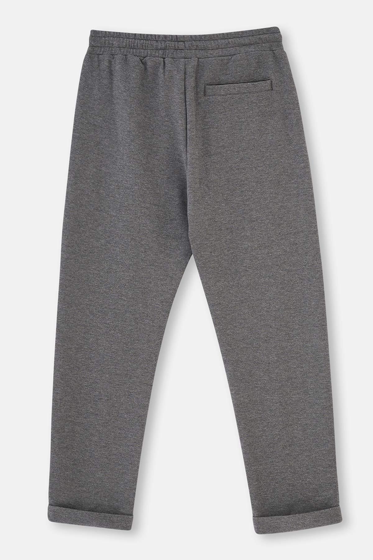 Antrasit Melanj Nervür Detaylı Eşofman Altı