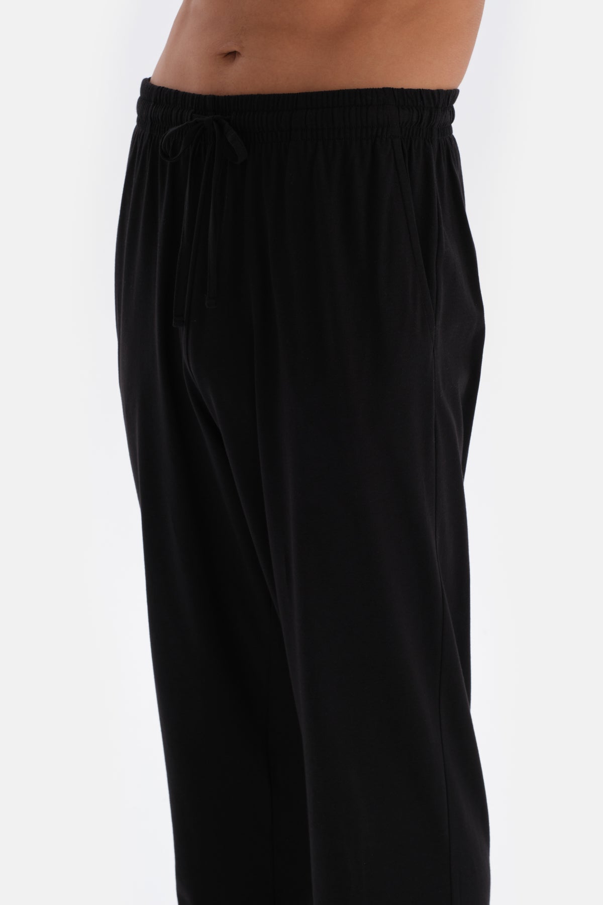 Siyah Pamuk Modal Örme Pijama Altı