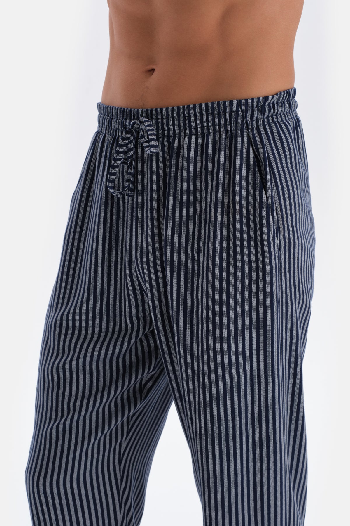 Lacivert Çizgili Viskon Pijama Altı