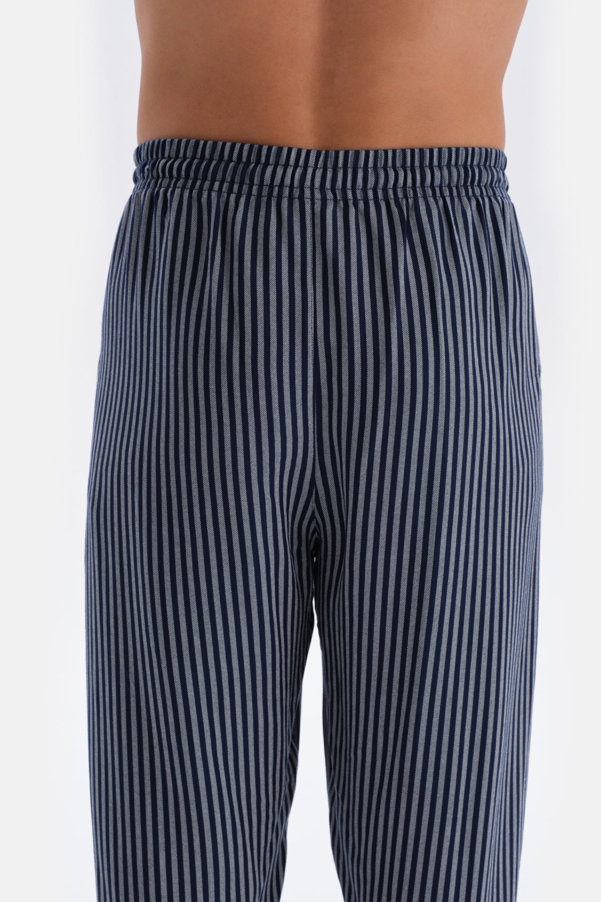 Lacivert Çizgili Viskon Pijama Altı